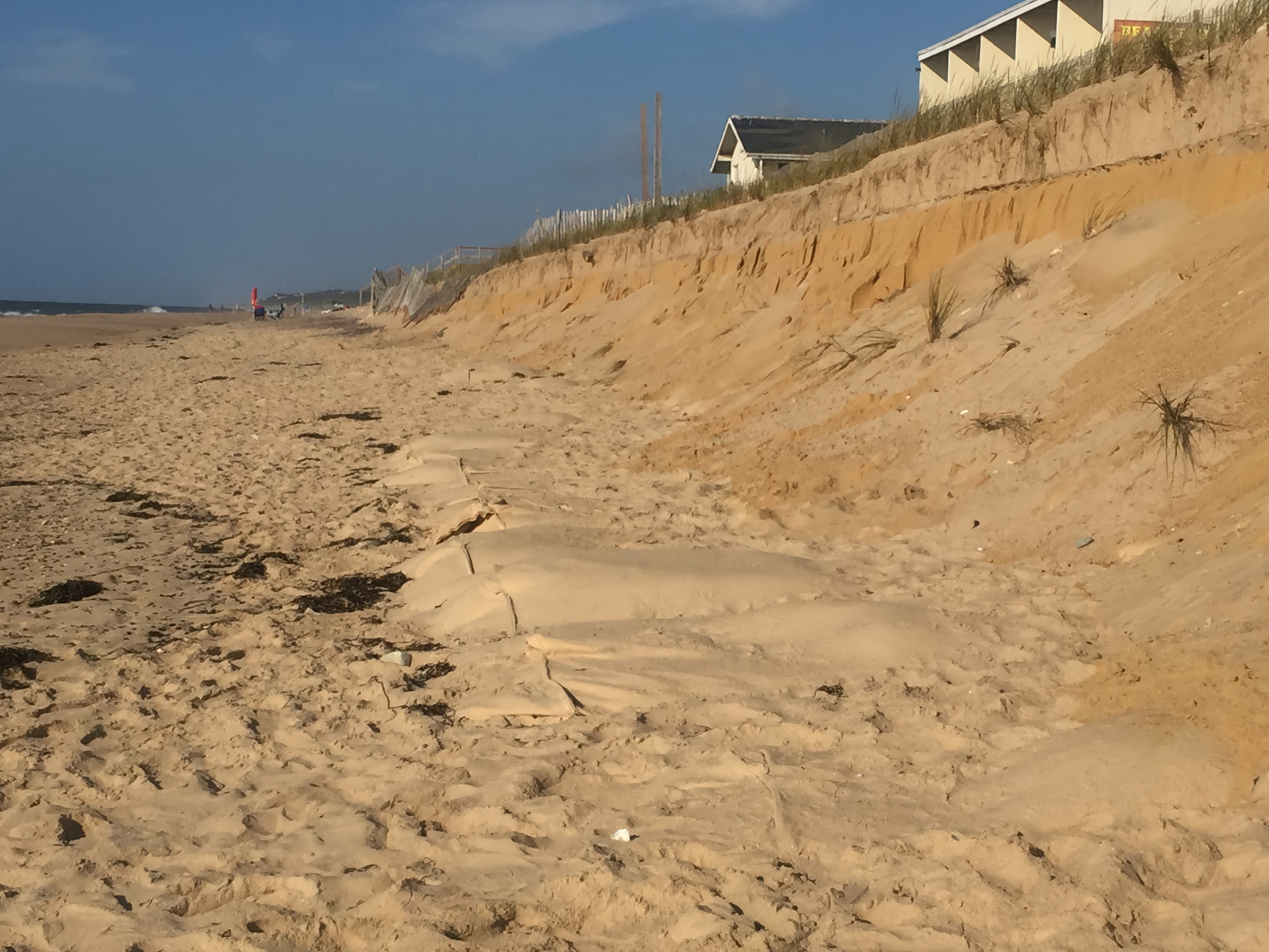 After filling and placement, the GEOTUBE Geobag dune core was covered with sand to recreate the appearance and geometry of a natural dune.