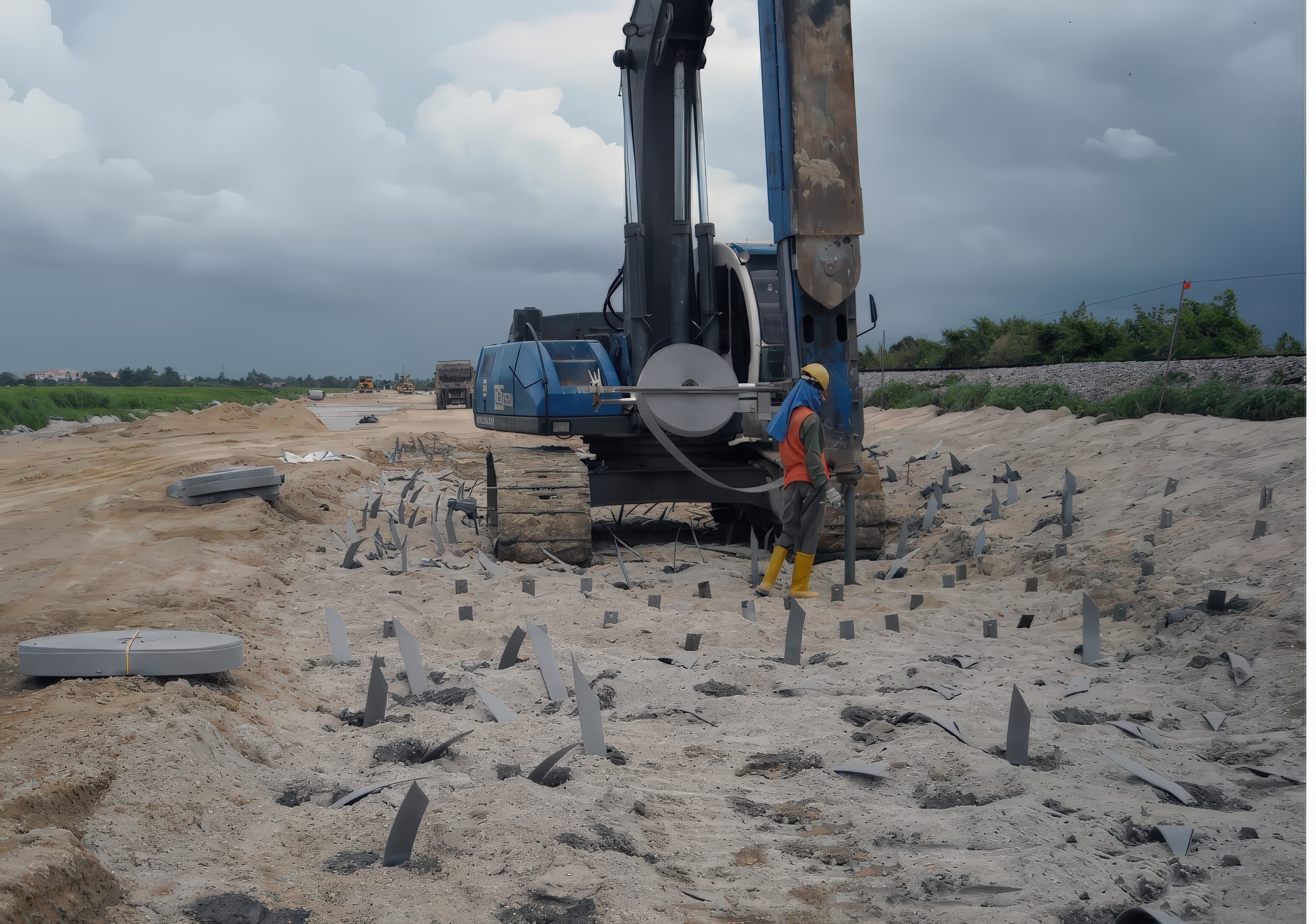 Installing PVDs through the sand drainage blanket