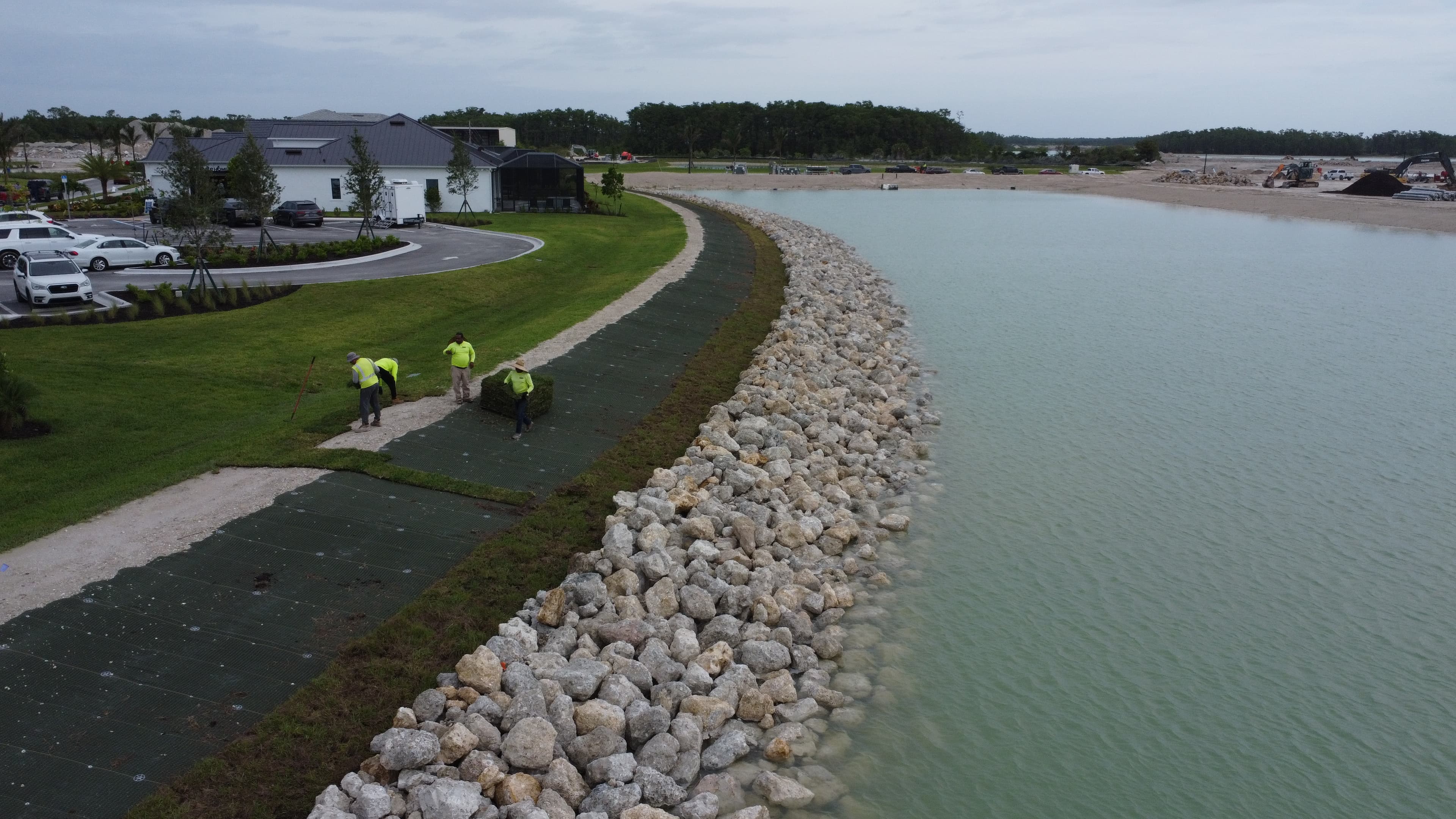 Sod installation taking place after PROPEX Armormax installation completion.