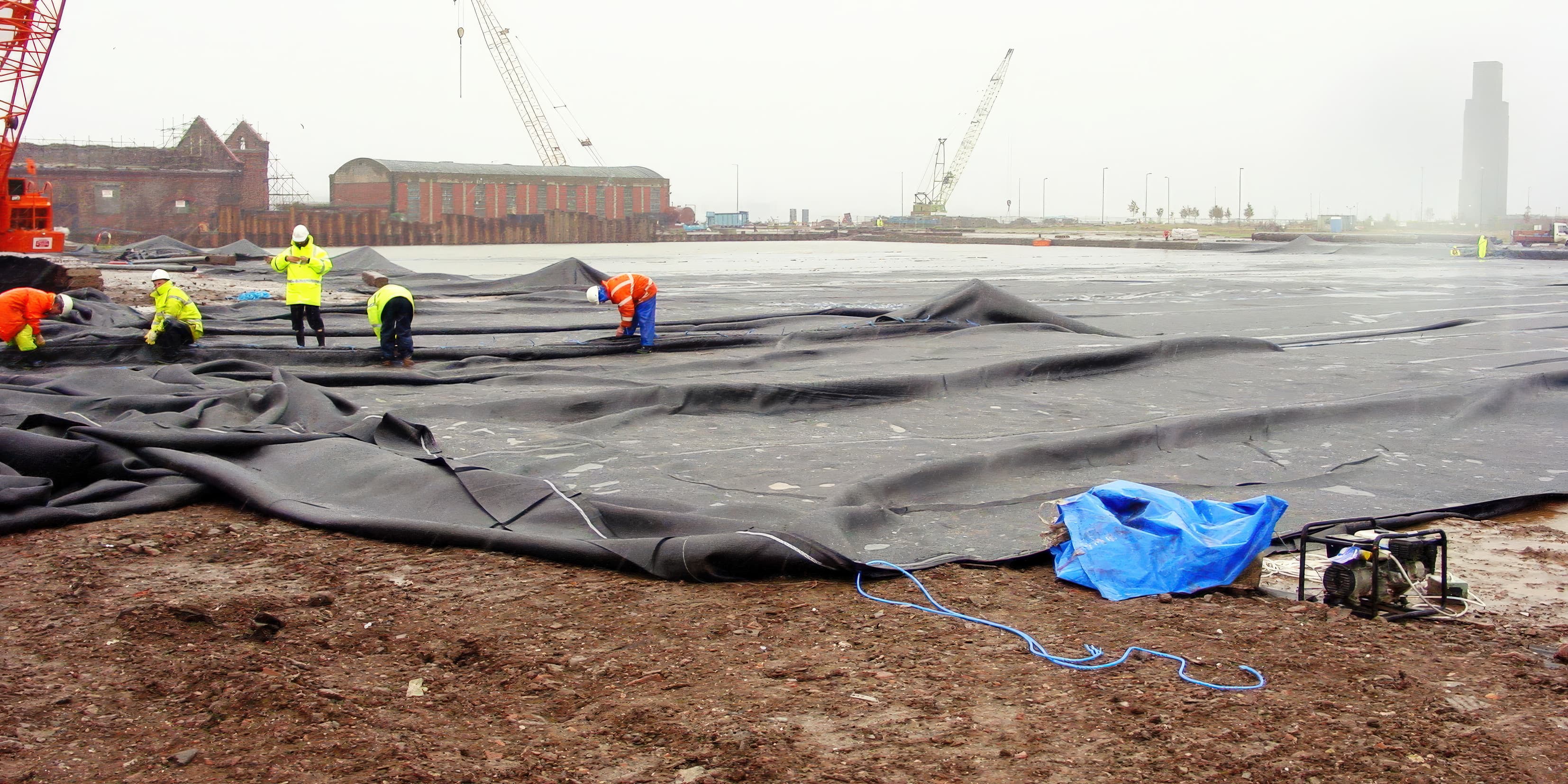 MIRAFI Geolon PP120S geotextile fabricated into large panels onsite