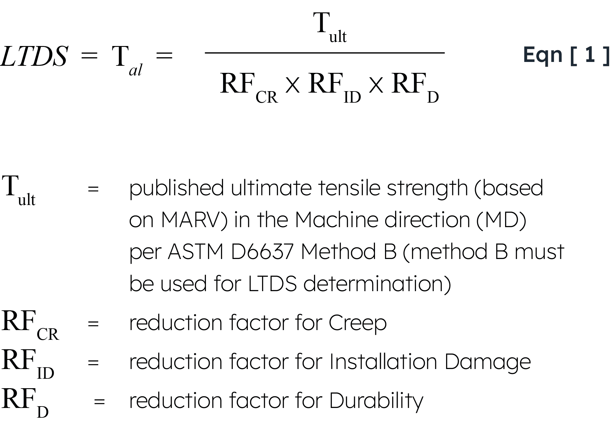 Miragrid XT geogrids Equation 1