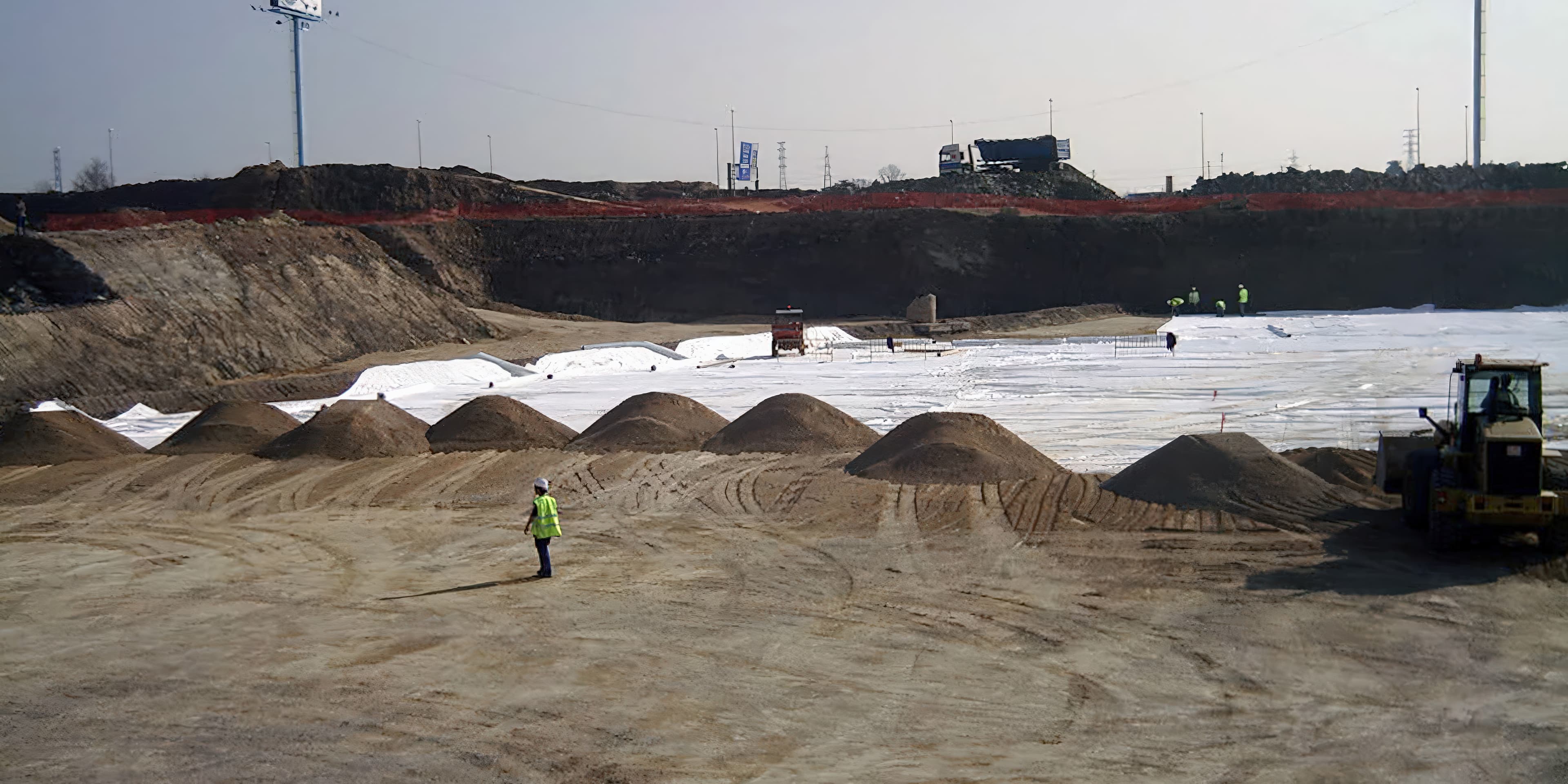 Football field over old landfill, Barcelona, Spain