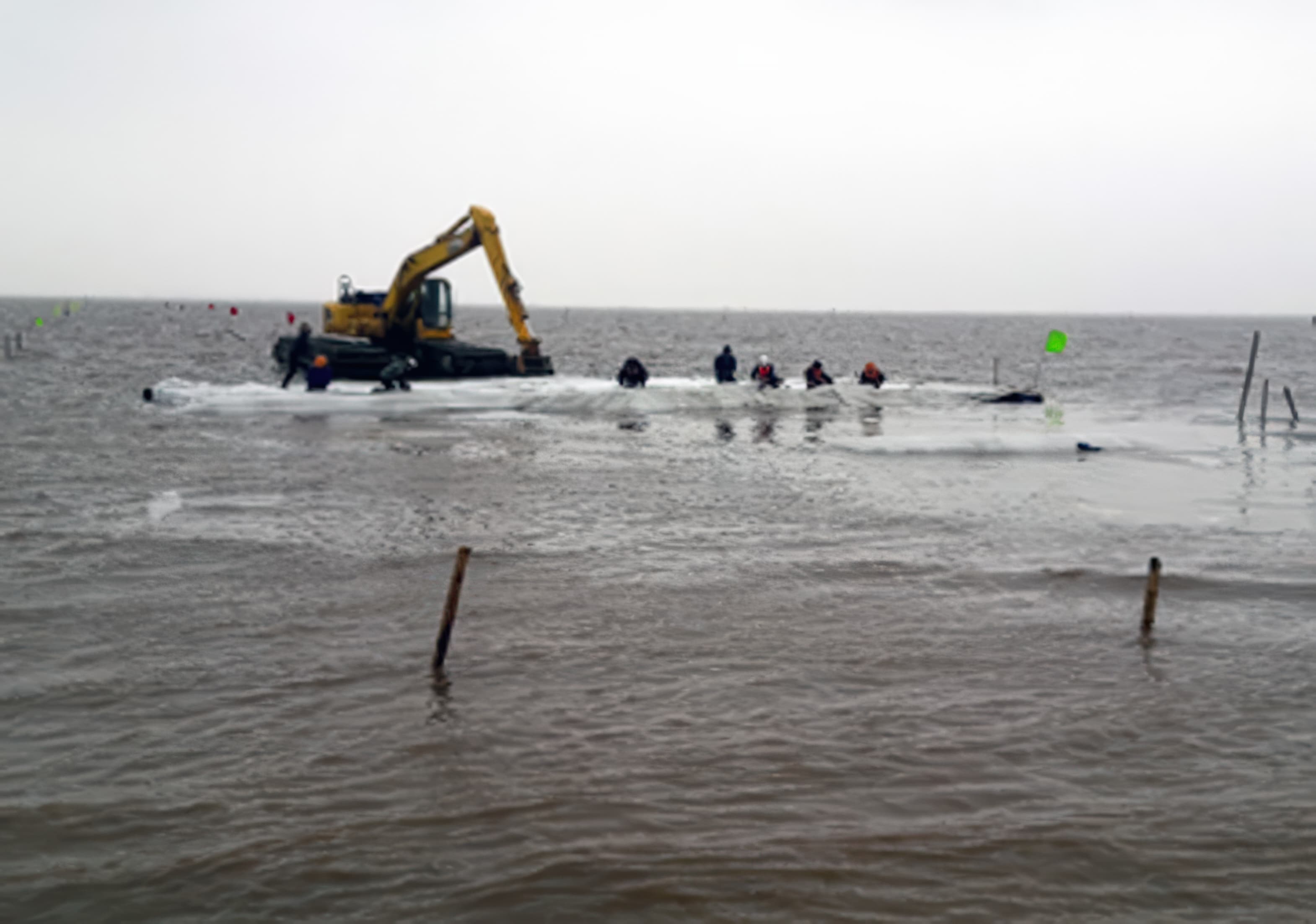 MIRAFI PET geotextile reinforcement was installed at the dyke base to meet stability requirements and support construction over weak marine clay.