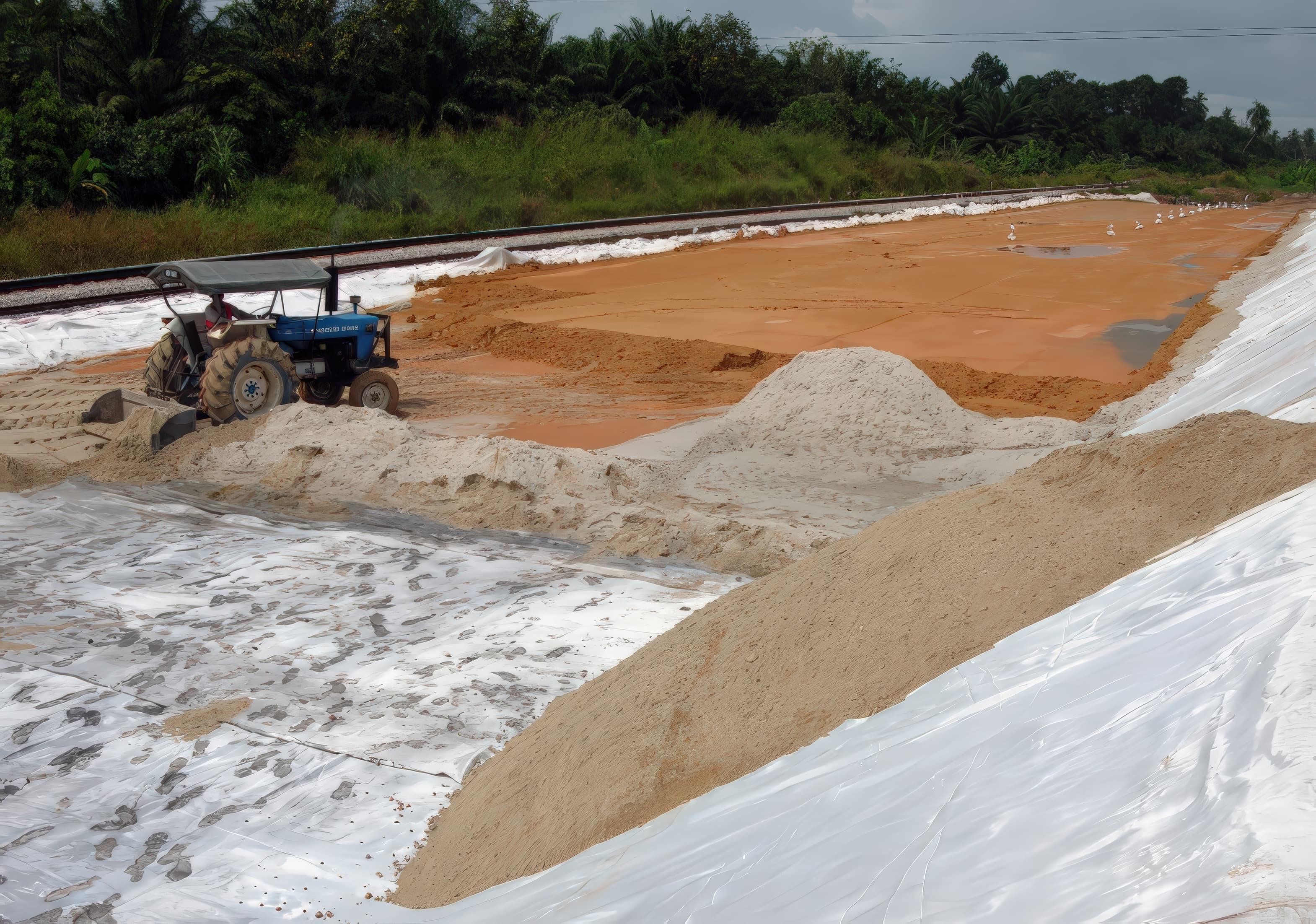 Placing the embankment fill across the top of the MIRAFI PET geotextile reinforcement