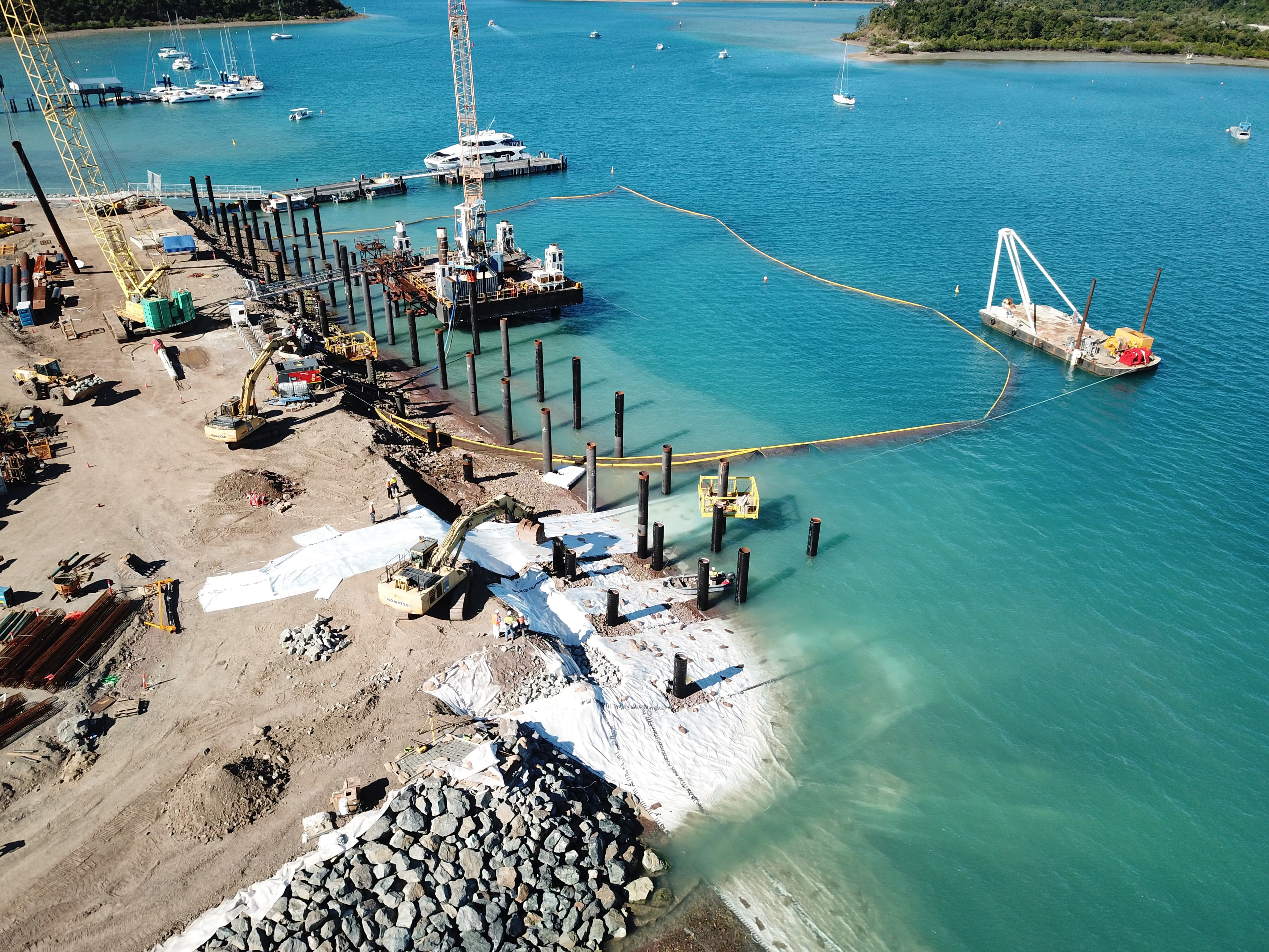 Shute Harbor, an important gateway to Whitsunday Island hotels and the Great Barrier Reef, was severely damaged by Cyclone Debbie in March 2017.