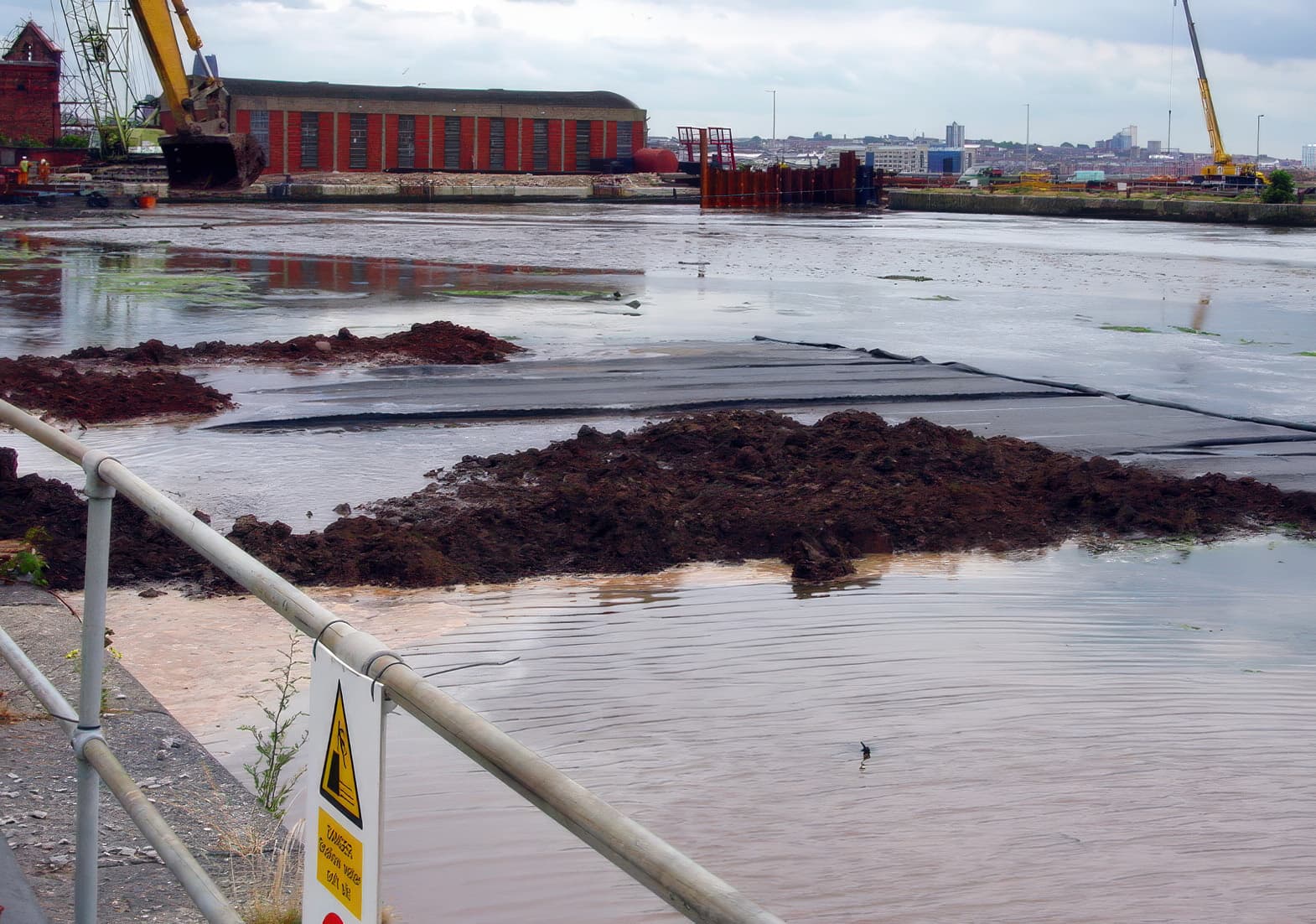 Water level lowered prior to placement