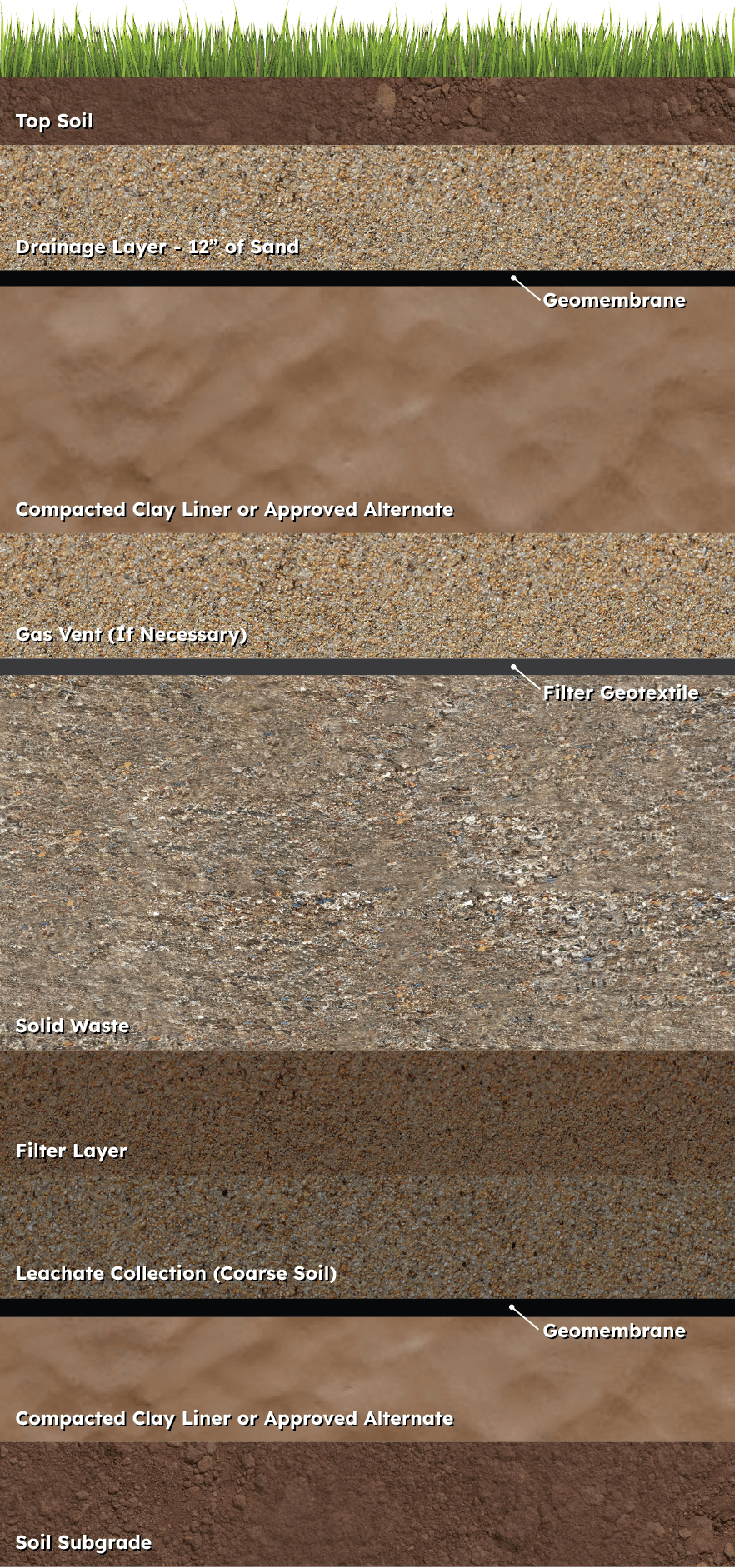 Municipal Waste Landfill Without Geosynthetics