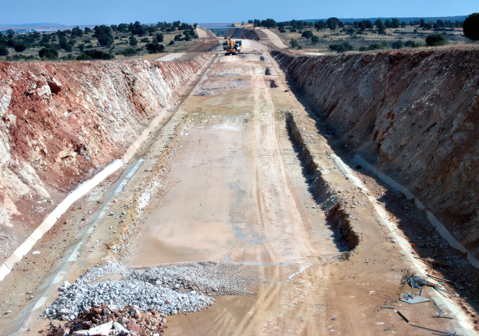 Excavation of limestone foundation