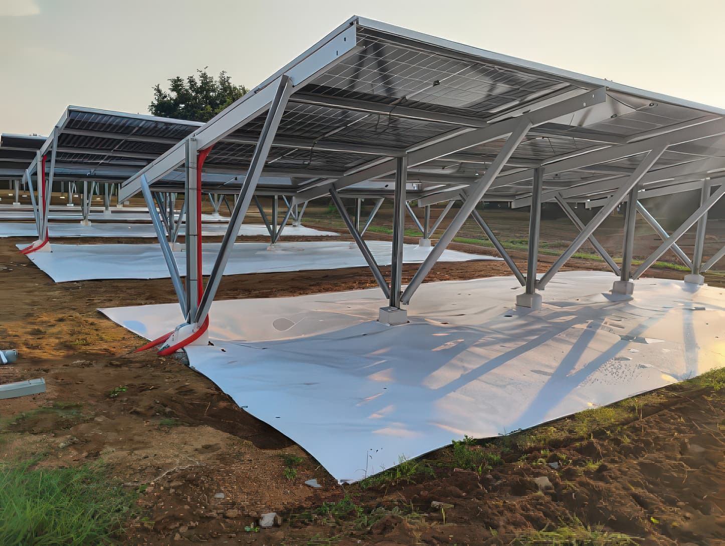 GEOLUX® reflective sheets are installed under bifacial solar panels.
