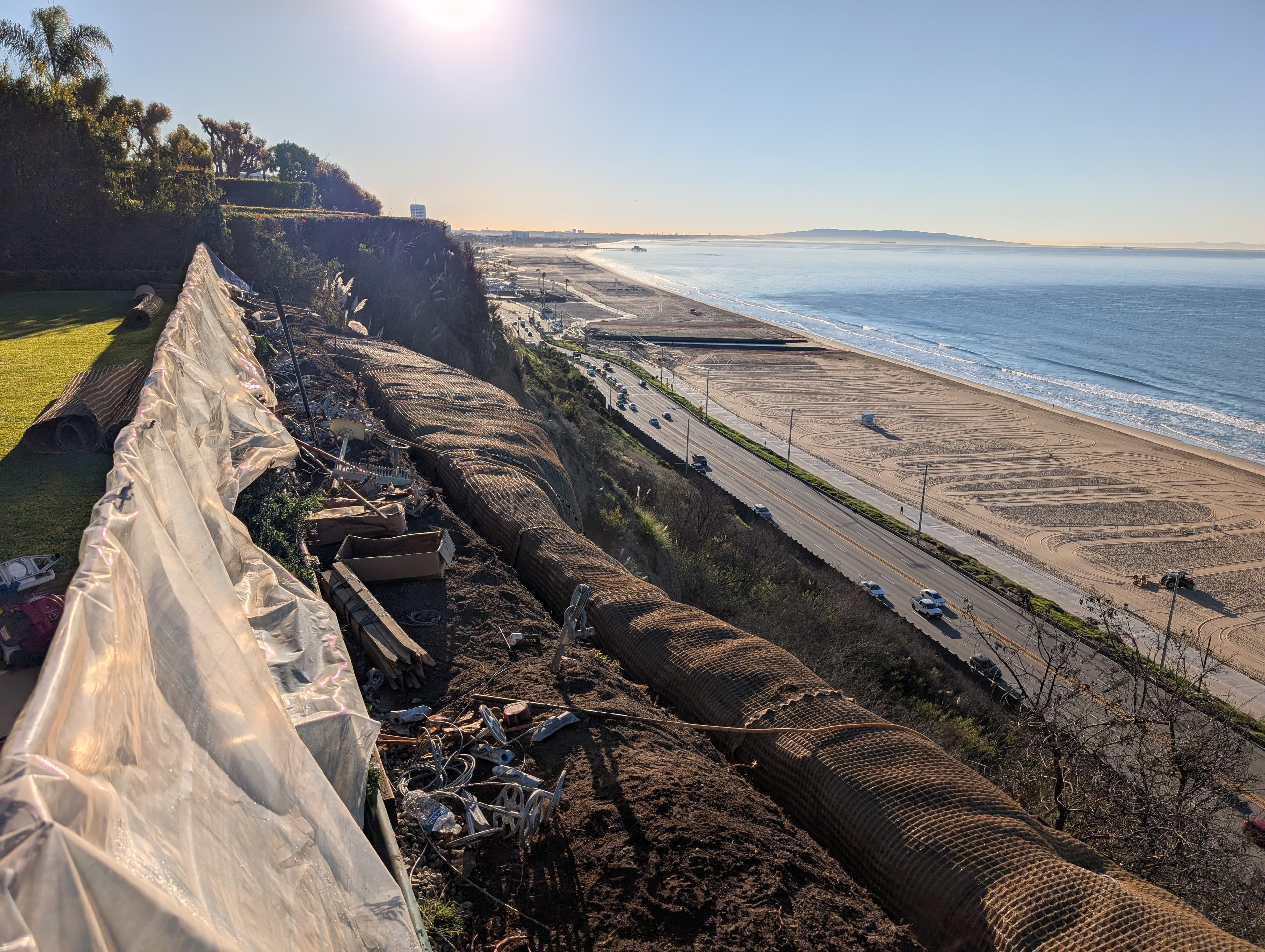 Top of the bluff/view from the backyard during installation