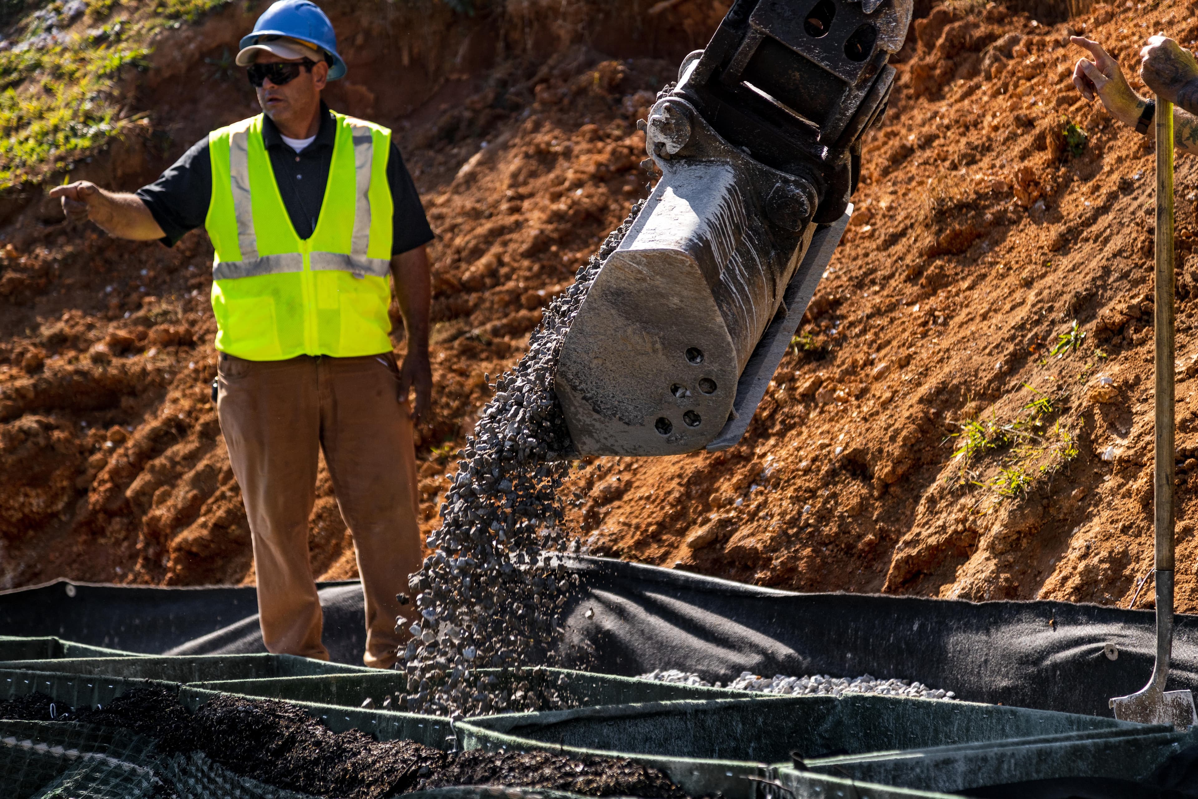 Figure 3: Coarse gravel infill used in base row of PROPEX Scourlok