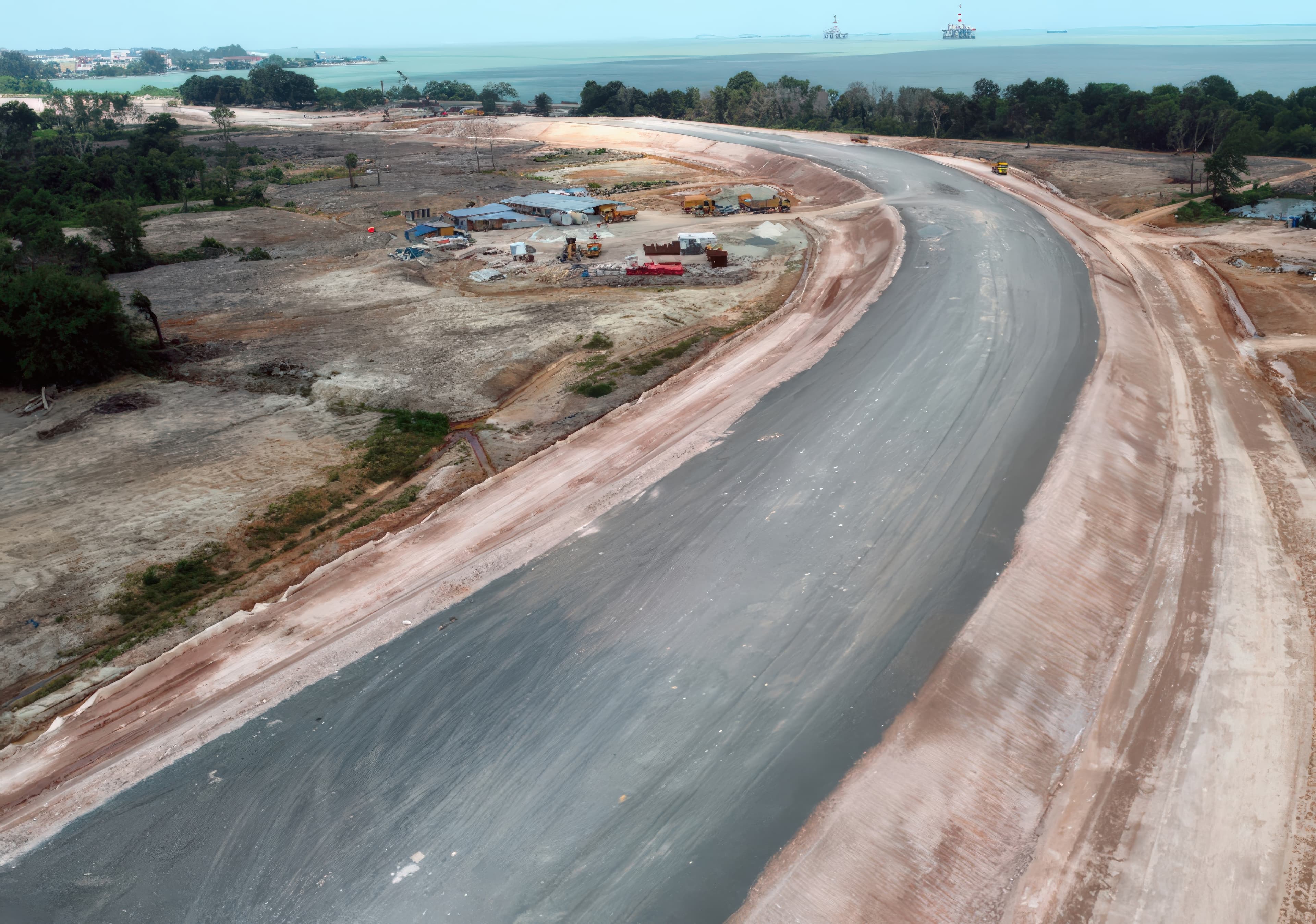 Access road embankment construction using geotextiles