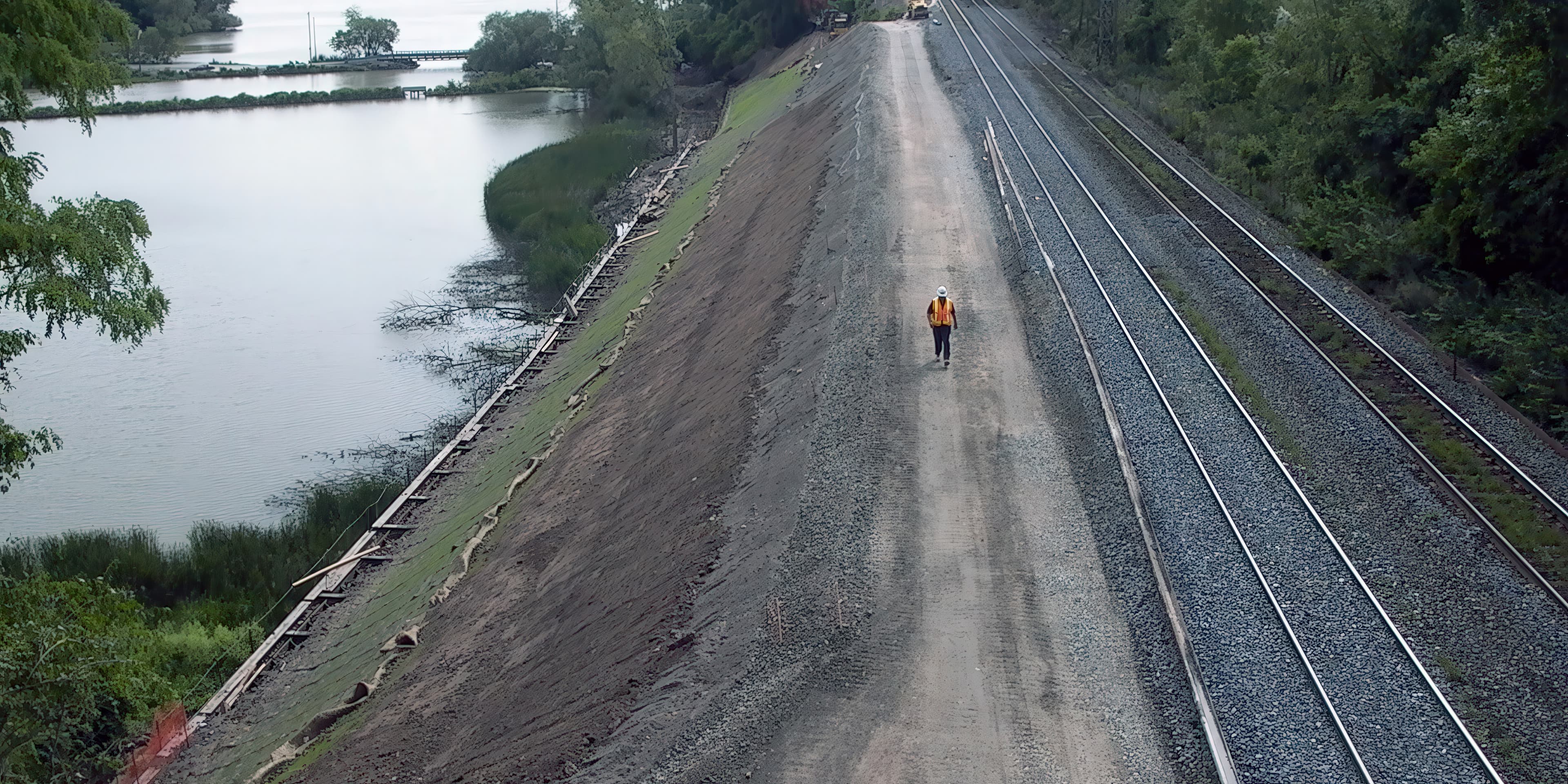 Railway embankment widening