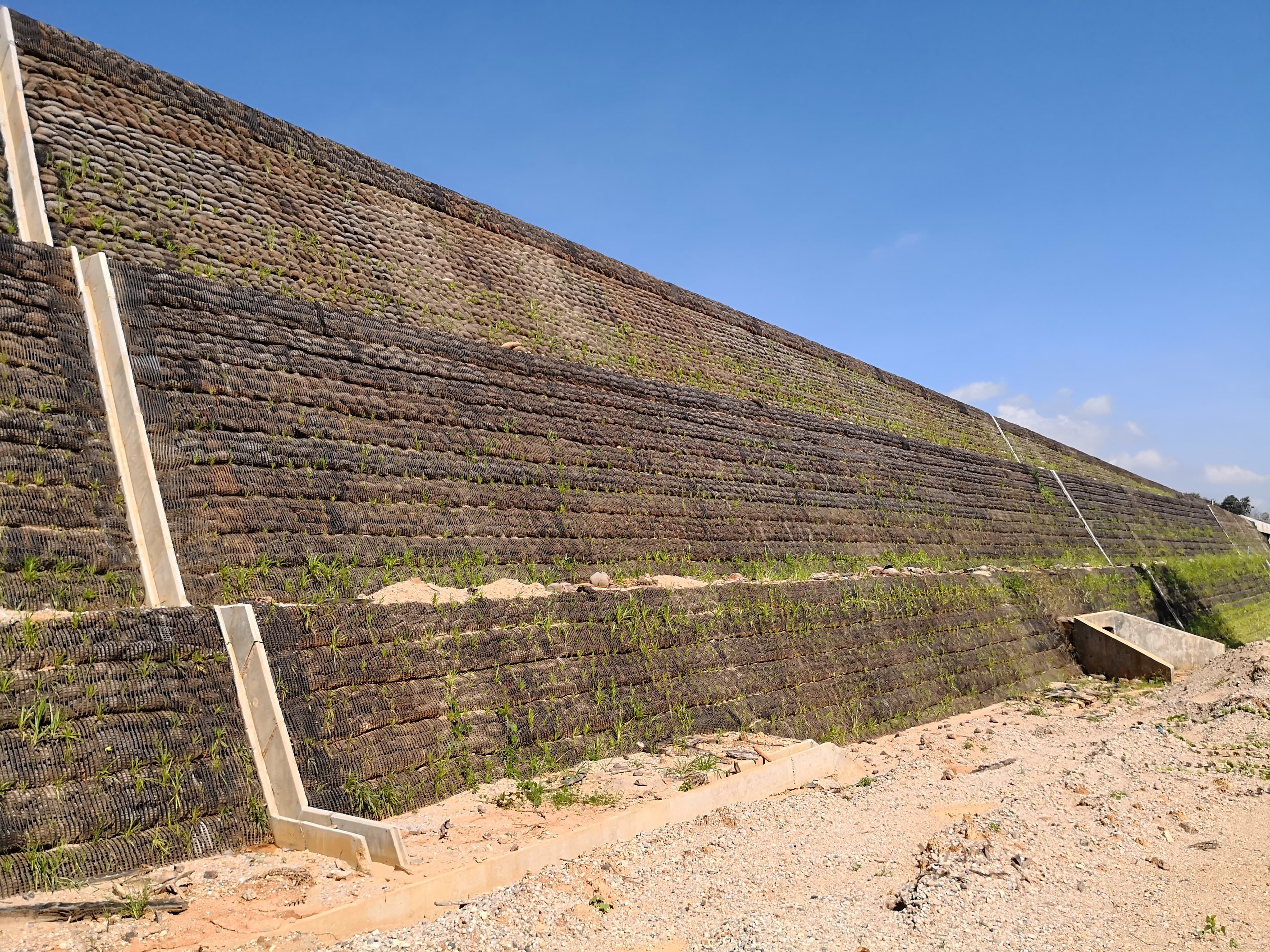 Close up view of reinforced wall Chiang Rai Bypass Road, Thailand
