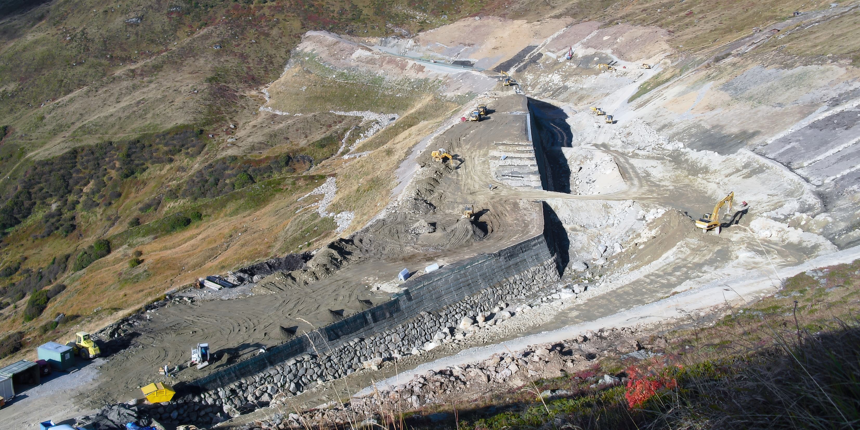 Beginning of the reinforced slope in the avalanche protection barrier